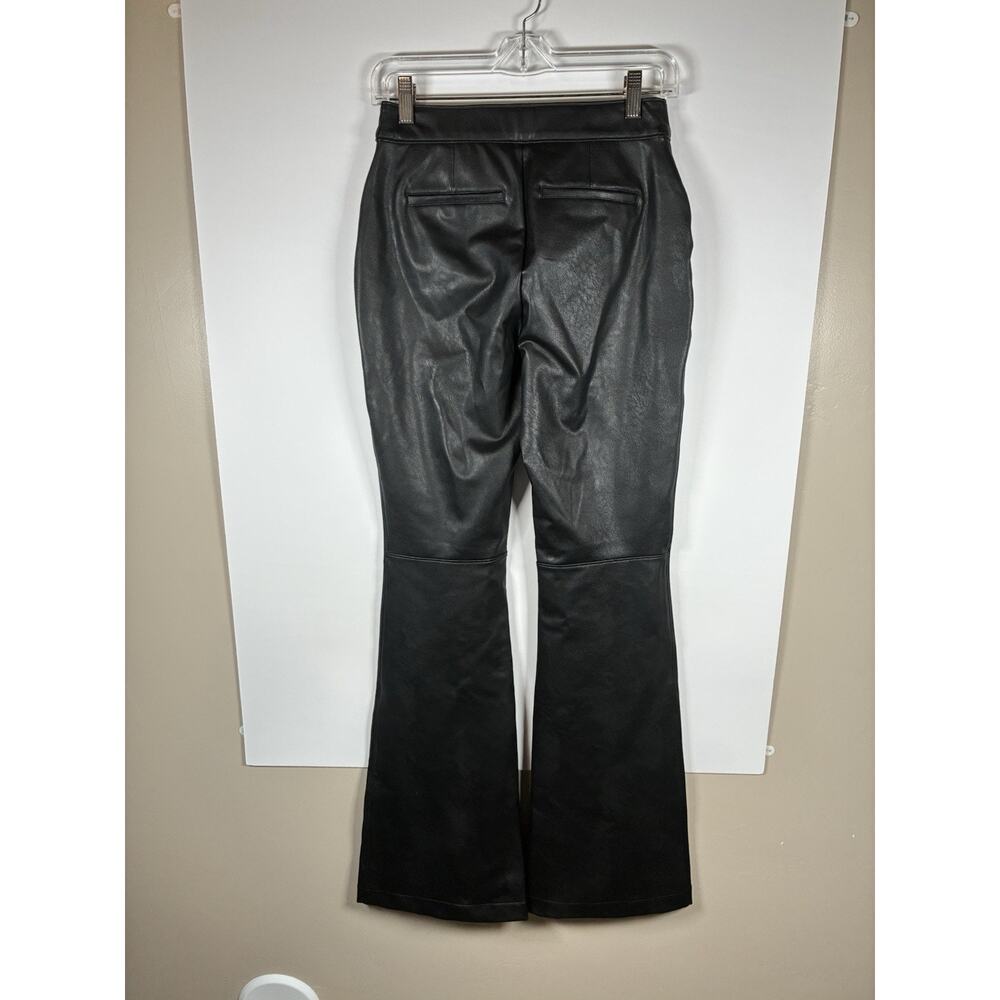 Spanx M Black Faux Leather Flare Pants High Waist Pull On Shaping Y2K Stretch - Picture 2 of 7